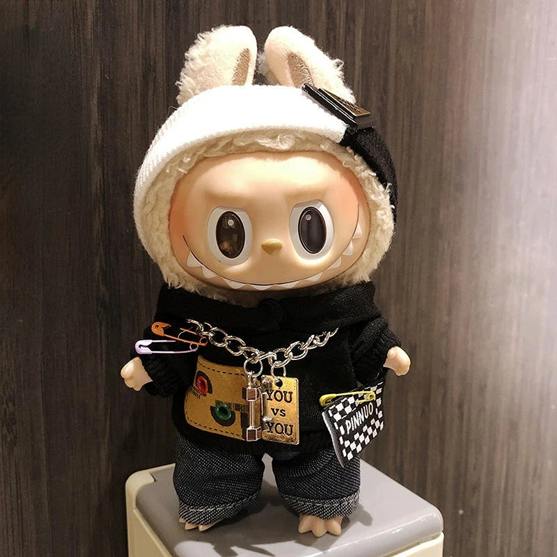 Cool Mini 17Cm Labubu Clothes Plush Hoodie Idol Dolls Jumpsuit Fashion Clothing for Korea Kpop Exo Fans Overalls Accessories