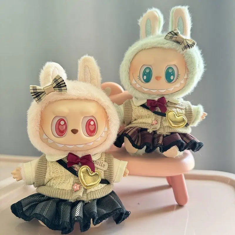 17Cm for Labubu Outfit Clothes Doll Accessories Doll JK Skirt Set