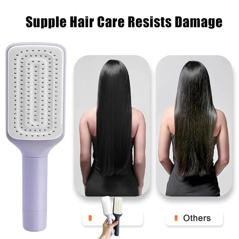 1/2Pcs Rotatable Self Cleaning Hair Brush Massage Air Cushion Comb Magic Retractable Self-Cleaning Massage Brush Telescopic Comb