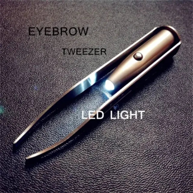 1Pc Portable Stainless Steel Smart Design Eyebrow Hair Remove Tweezer with LED Light Makeup Tool