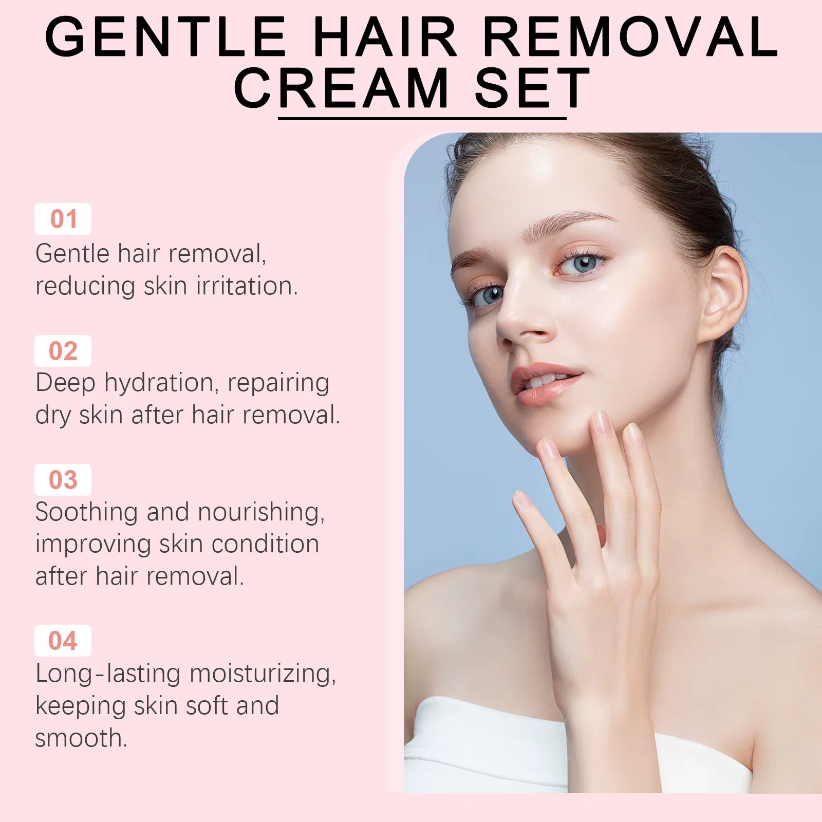 Hair Removal Set for Face Painless Gentle Facial Lip Hair Removal Cream Aloe Gel Reduce Redness Soothing Moisturizing Skin Care