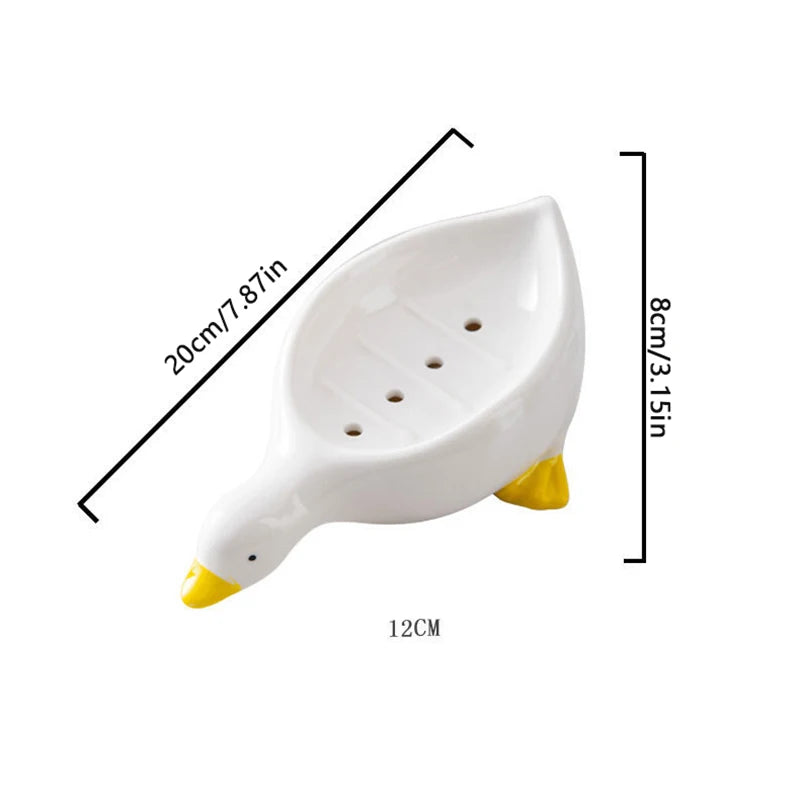 1PC Yellow Duck Shape Soap Box Cartoon Soap Dish Drainable Soap Holder Soap Container Soap Dish for Tray Bathroom Accessories