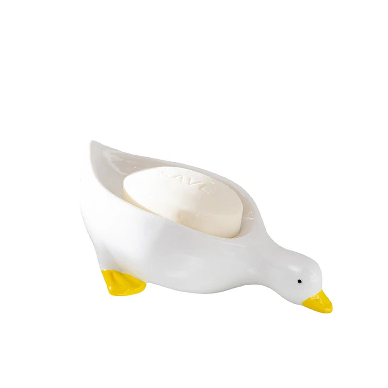 1PC Yellow Duck Shape Soap Box Cartoon Soap Dish Drainable Soap Holder Soap Container Soap Dish for Tray Bathroom Accessories