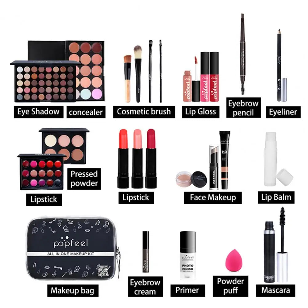 25Pes Set Makeup Set Full Professional Makeup Kit Eyeshadow Blush Face Powder Makeup Case Korean Cosmetic Lipstick