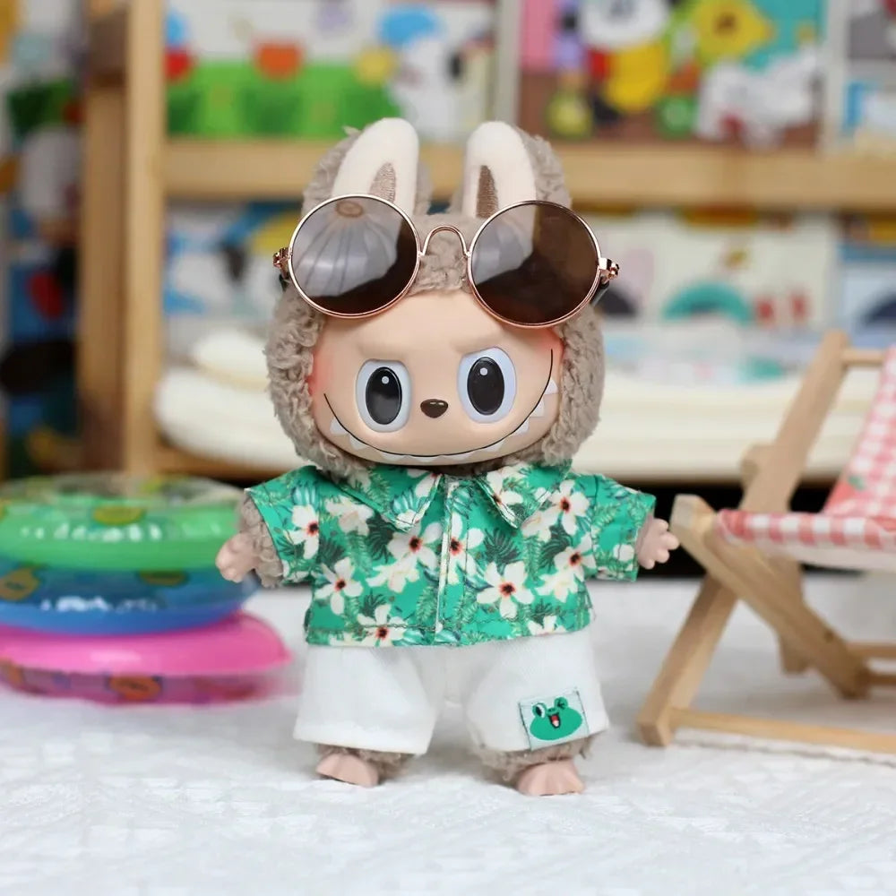 17Cm Labubu Dollcute Mini Clothes Outfit Accessories Denim Jumpsuit Dress Diy Labubu Doll Clothes For