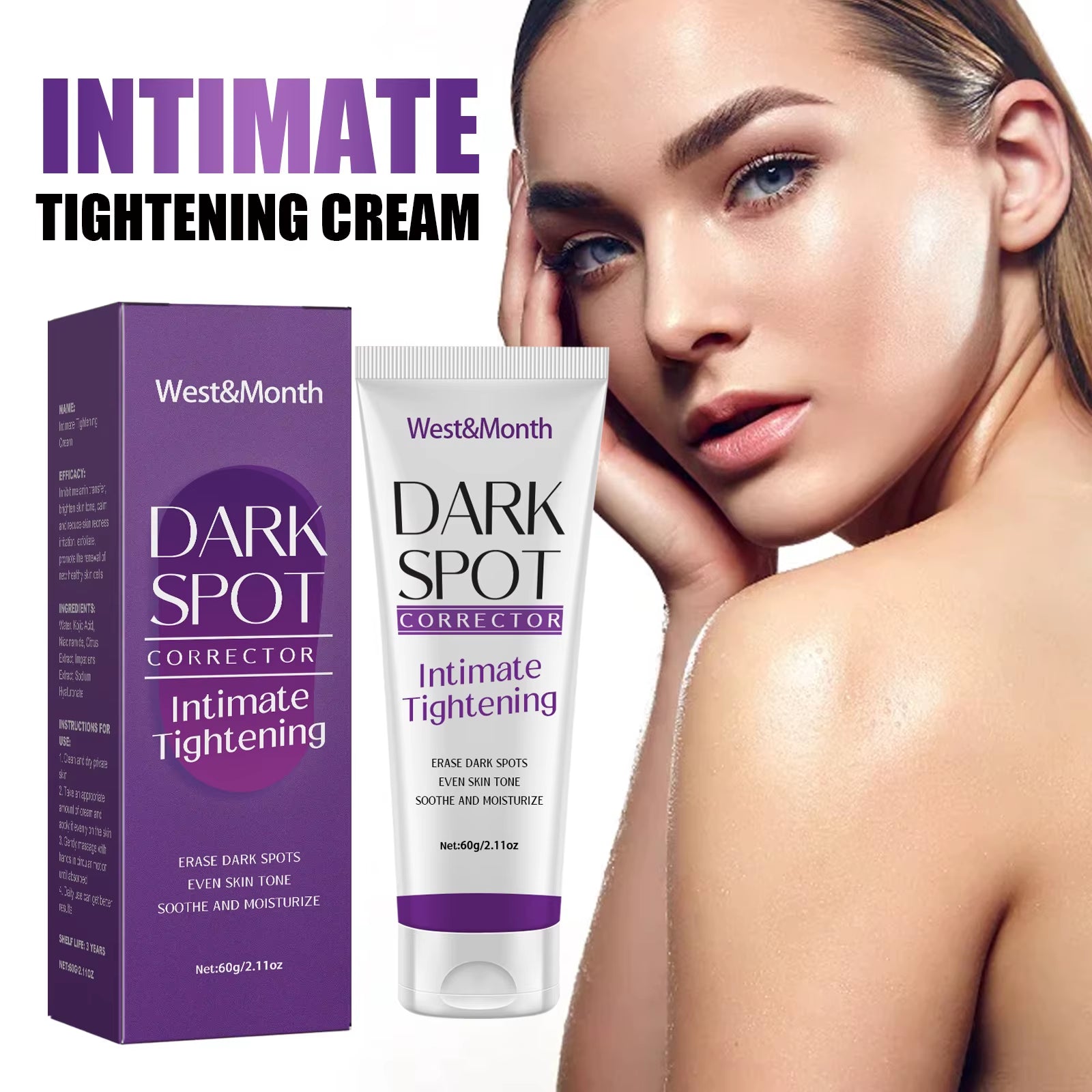 Body Whitening Lotion Dark Spot Remover for Underarms Knees Elbows Melanin Bleaching Lightening Skin Moisturizing Cream 60G