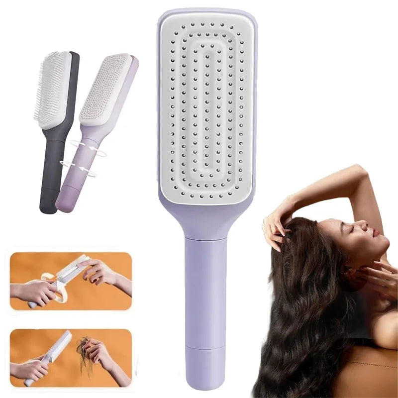 1/2Pcs Rotatable Self Cleaning Hair Brush Massage Air Cushion Comb Magic Retractable Self-Cleaning Massage Brush Telescopic Comb