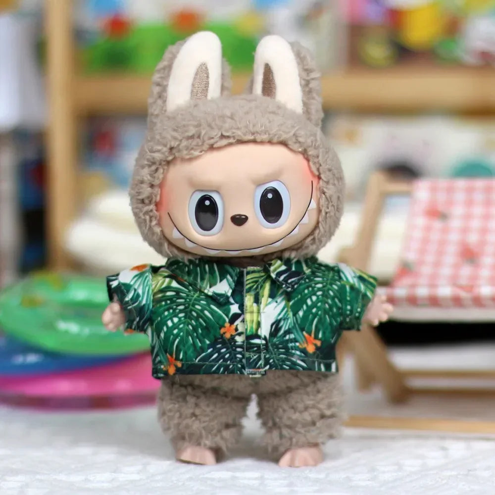 17Cm Labubu Dollcute Mini Clothes Outfit Accessories Denim Jumpsuit Dress Diy Labubu Doll Clothes For