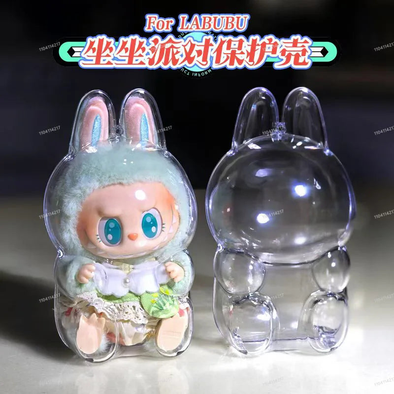 1/2Pcs Labubu Transparent Protective Cover the Monsters Labubu 2 Dust Bag Pendant Doll Accessories Vinyl Doll Storage Box