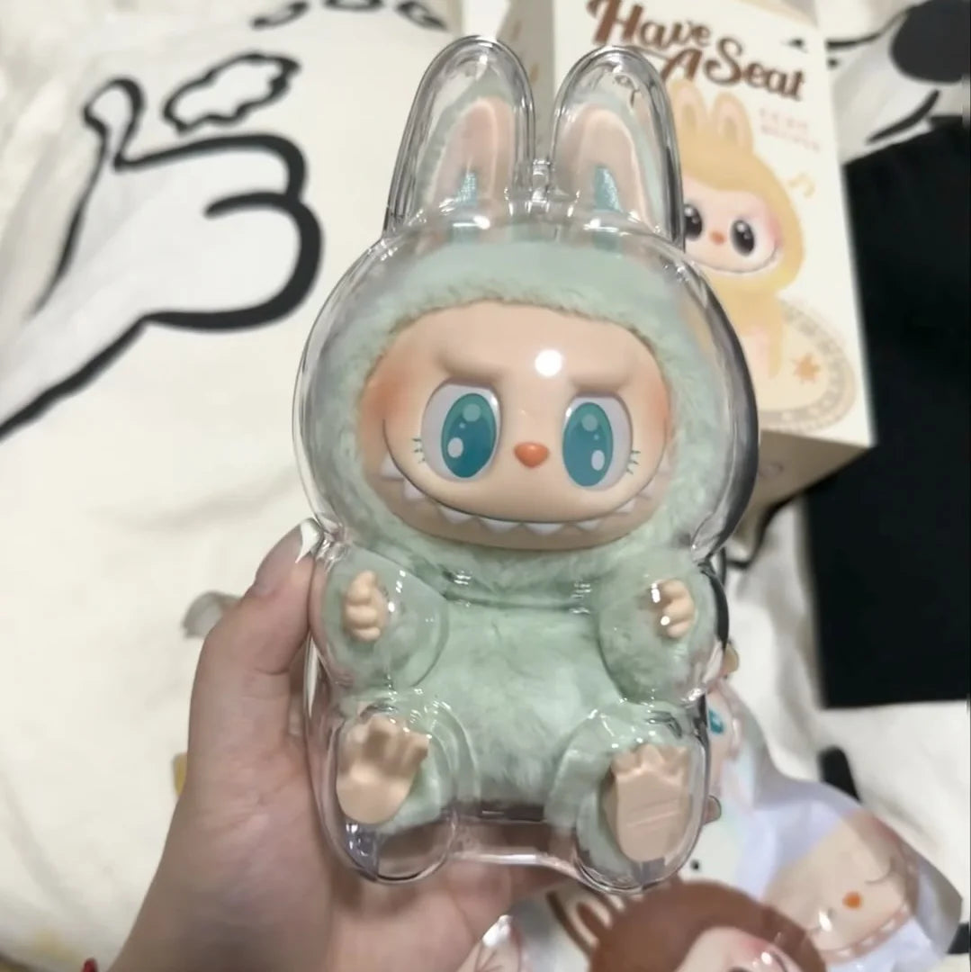 1/2Pcs Labubu Transparent Protective Cover the Monsters Labubu 2 Dust Bag Pendant Doll Accessories Vinyl Doll Storage Box
