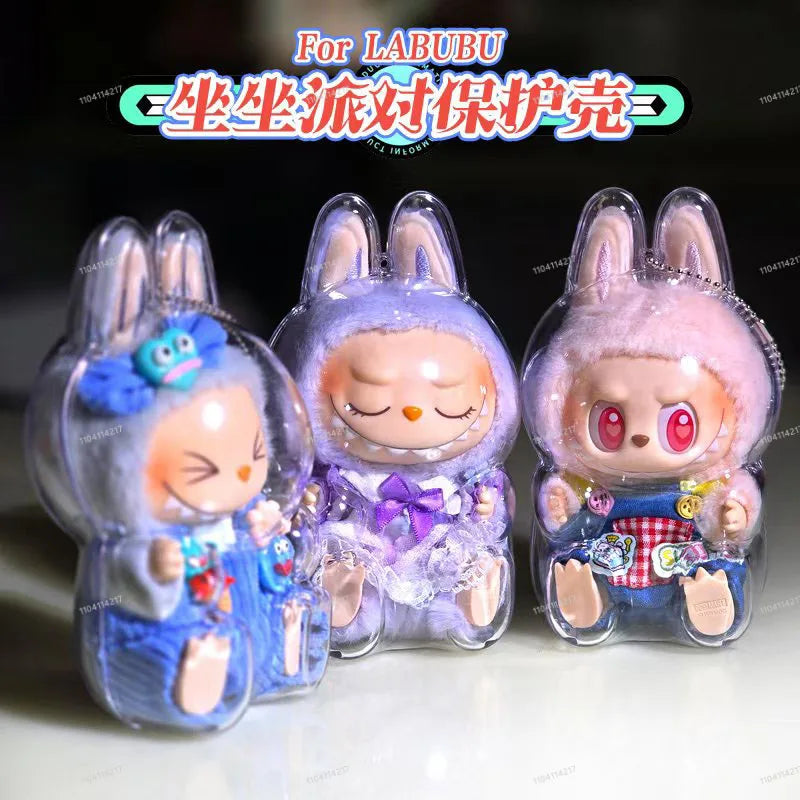 1/2Pcs Labubu Transparent Protective Cover the Monsters Labubu 2 Dust Bag Pendant Doll Accessories Vinyl Doll Storage Box