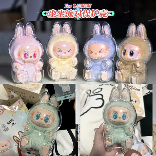 1/2Pcs Labubu Transparent Protective Cover the Monsters Labubu 2 Dust Bag Pendant Doll Accessories Vinyl Doll Storage Box