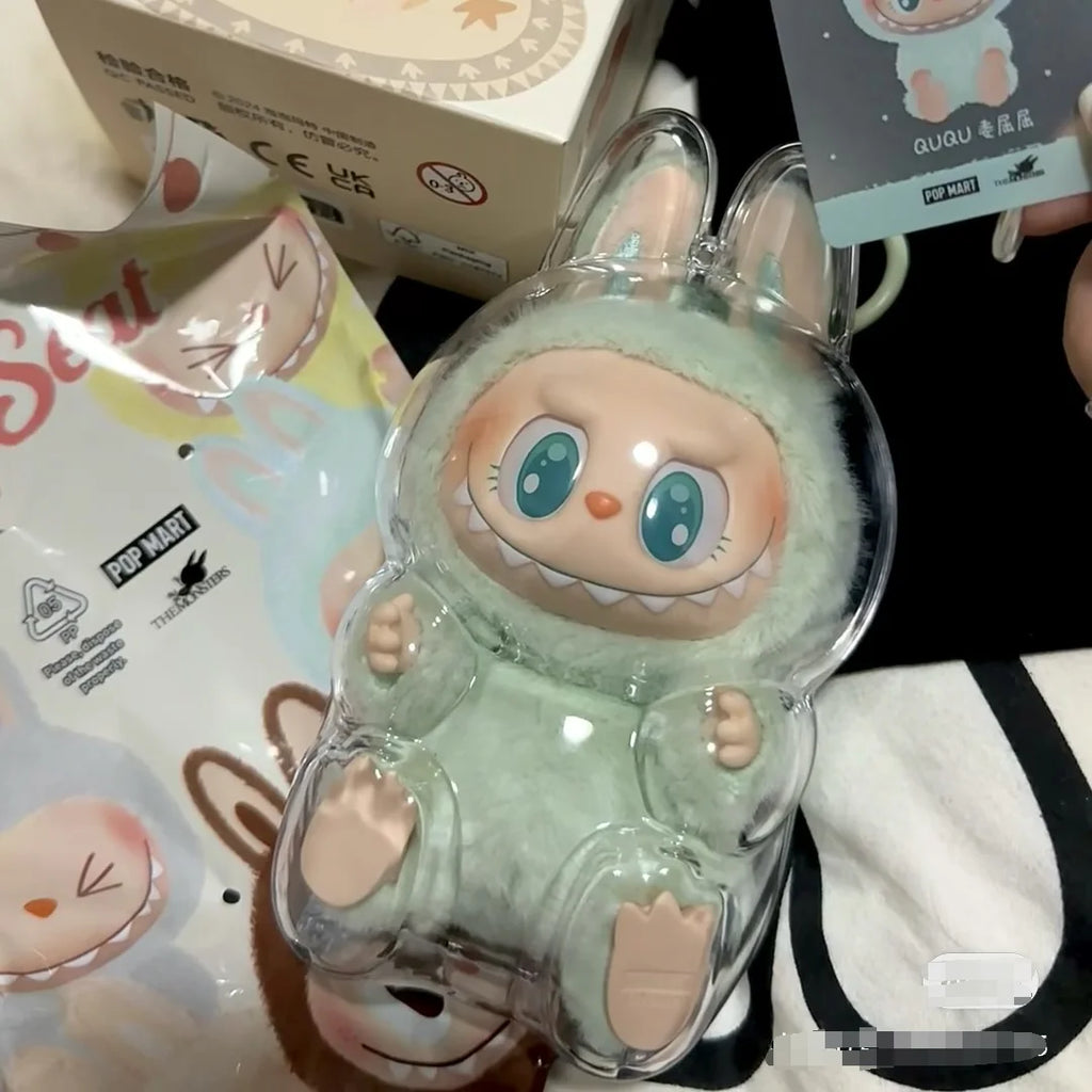 1/2Pcs Labubu Transparent Protective Cover the Monsters Labubu 2 Dust Bag Pendant Doll Accessories Vinyl Doll Storage Box