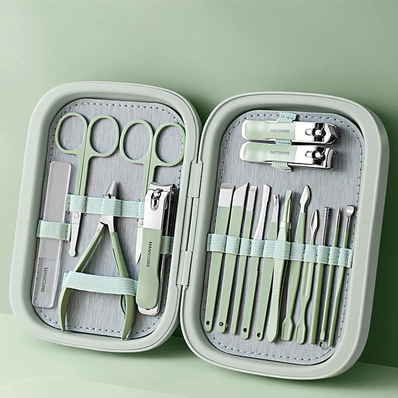Leeseph 18 in 1 Professional Stainless Steel Nail Clipper Travel Grooming Kit Manicure and Pedicure Set Personal Care Tools