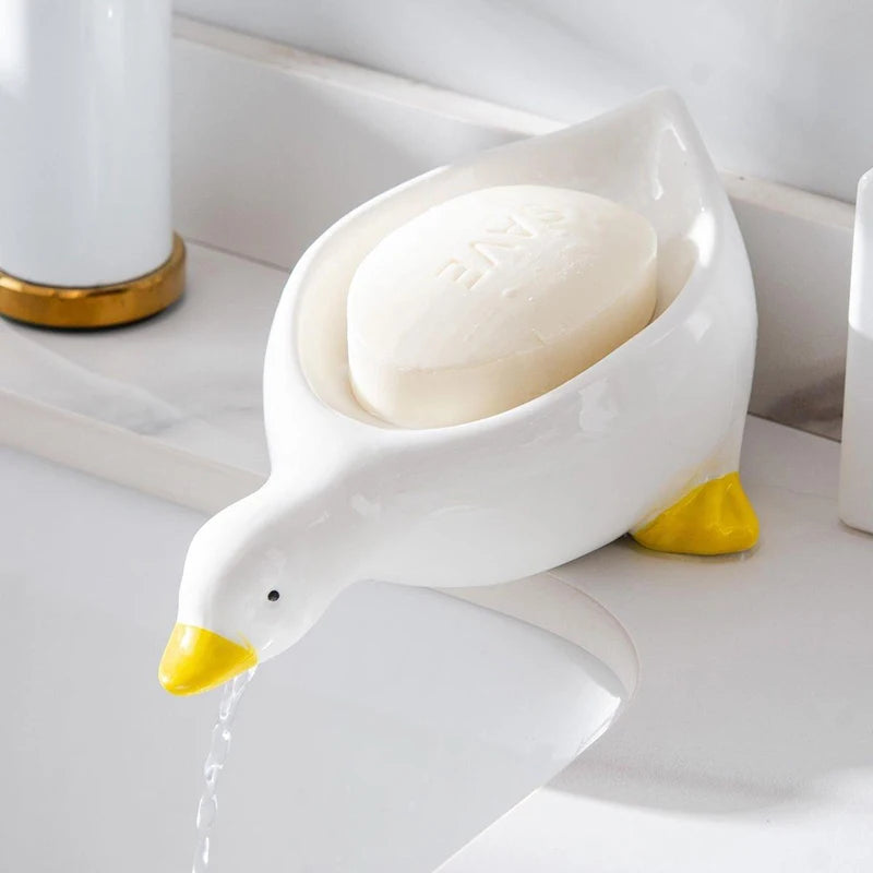 1PC Yellow Duck Shape Soap Box Cartoon Soap Dish Drainable Soap Holder Soap Container Soap Dish for Tray Bathroom Accessories