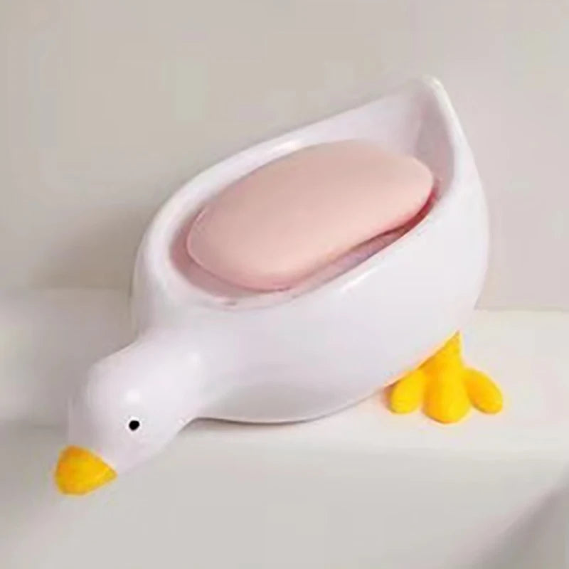 1PC Yellow Duck Shape Soap Box Cartoon Soap Dish Drainable Soap Holder Soap Container Soap Dish for Tray Bathroom Accessories
