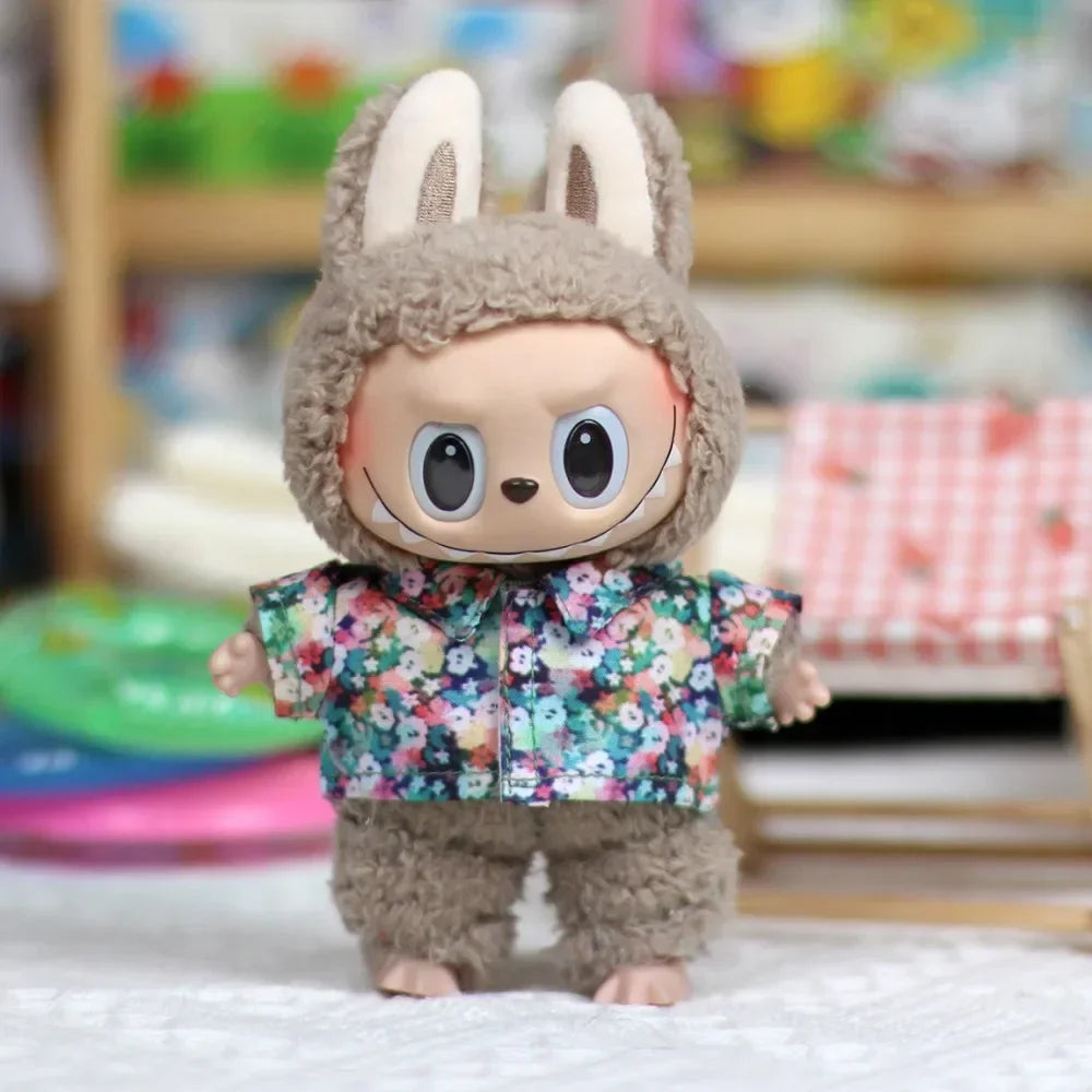 17Cm Labubu Dollcute Mini Clothes Outfit Accessories Denim Jumpsuit Dress Diy Labubu Doll Clothes For
