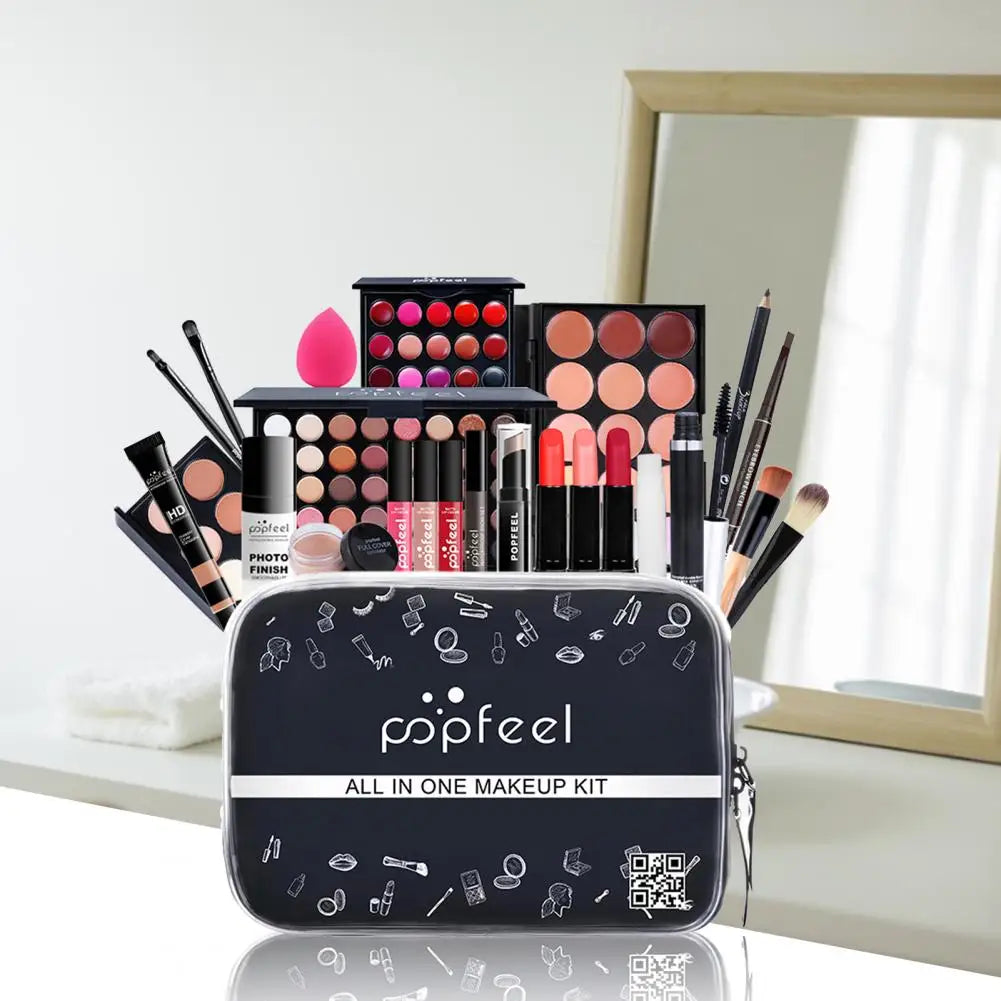 25Pes Set Makeup Set Full Professional Makeup Kit Eyeshadow Blush Face Powder Makeup Case Korean Cosmetic Lipstick