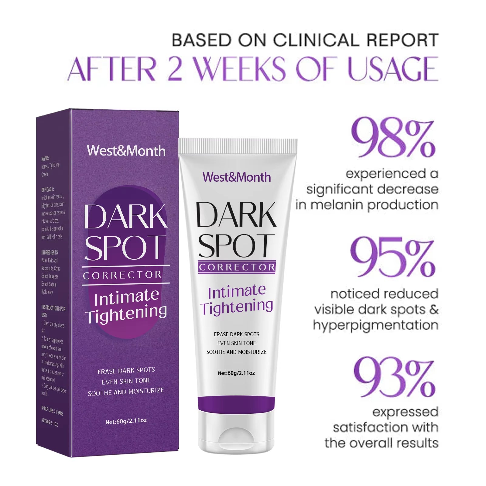 Body Whitening Lotion Dark Spot Remover for Underarms Knees Elbows Melanin Bleaching Lightening Skin Moisturizing Cream 60G