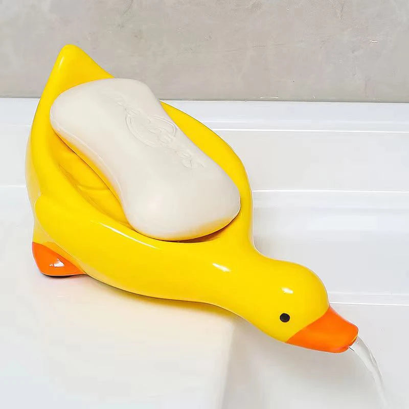 1PC Yellow Duck Shape Soap Box Cartoon Soap Dish Drainable Soap Holder Soap Container Soap Dish for Tray Bathroom Accessories