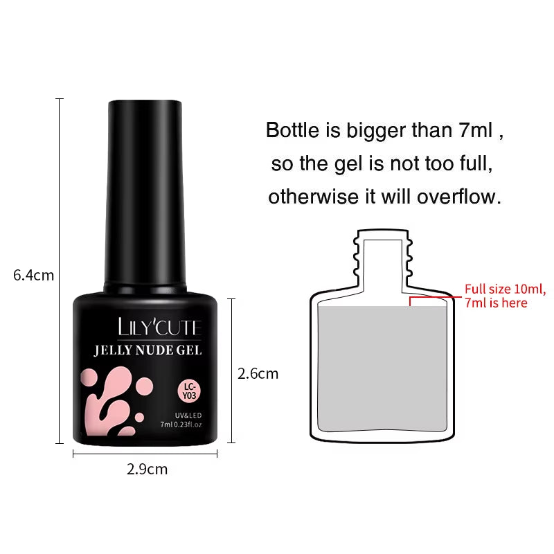 6PCS/SET 7Ml Jelly Pink Nude Translucent Gel Nail Polish Set Semi Permanent Soak off Nail Art Manicure Gel Set